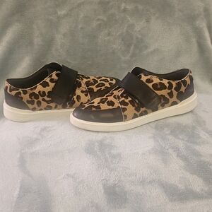 Leopard Print Sneakers with Black Straps